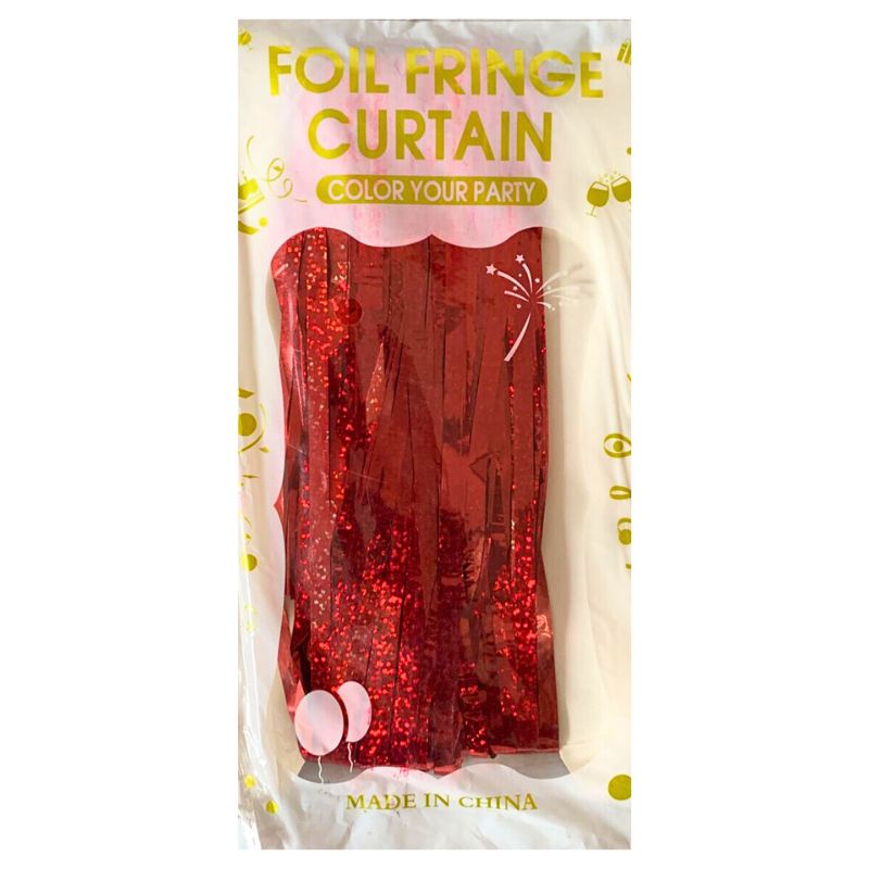 Foil Fringe Curtain - Glitter Red