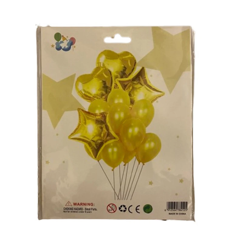14 Pcs Foil Balloon Combo - Gold
