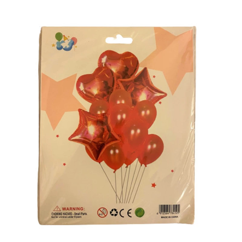 14 Pcs Foil Balloon Combo - Red