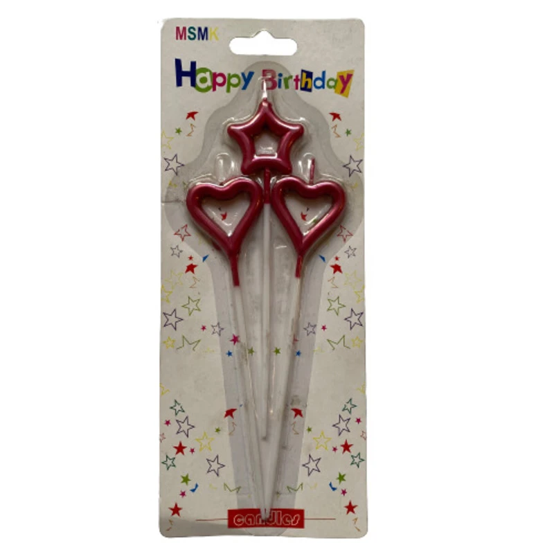 Design Candles Star and Hearts Red