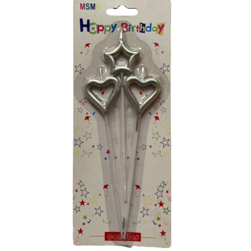 Design Candles Star and Hearts Silver