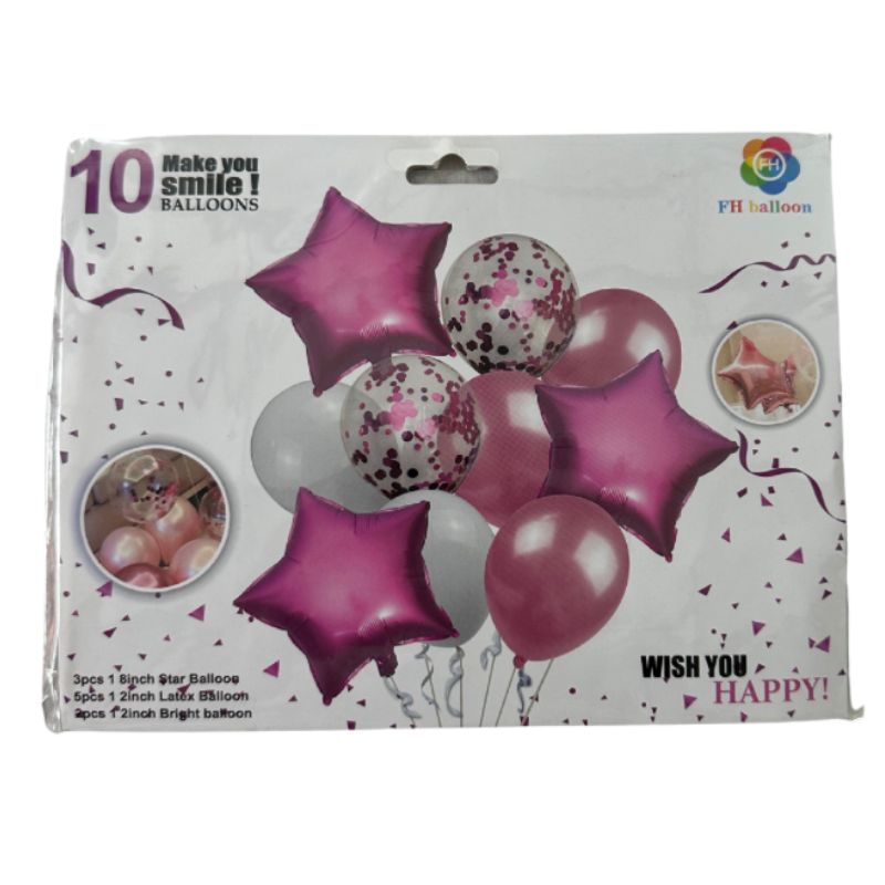 Balloon Decor Set 10 Pcs - Pink