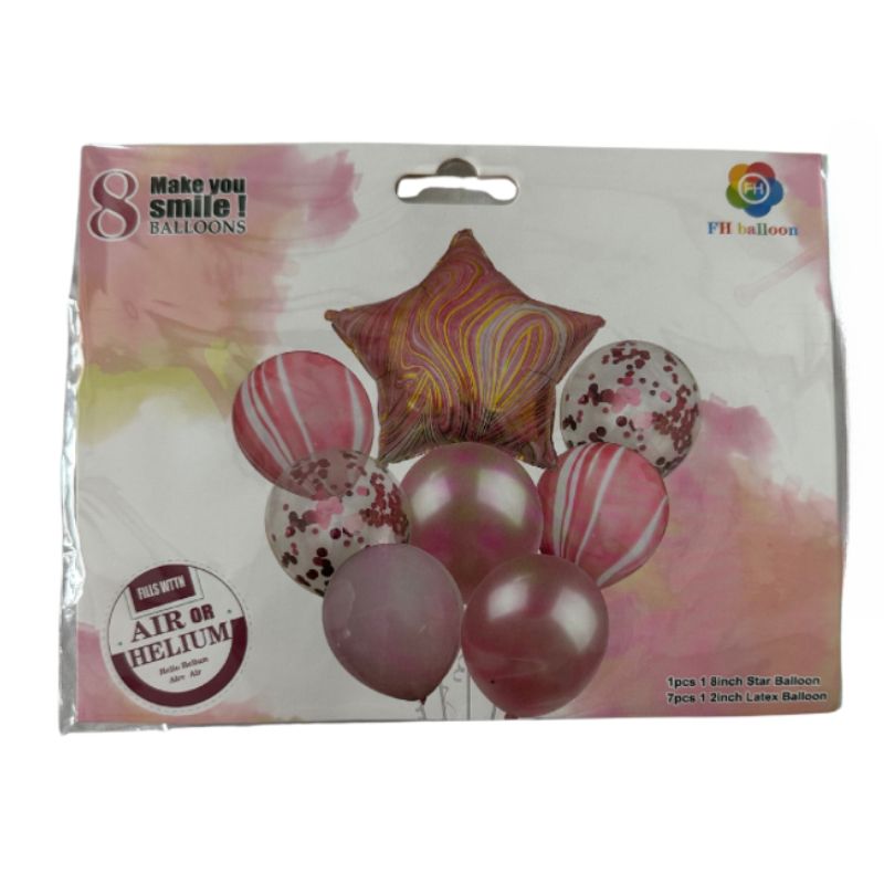 Balloon Decor Set 8 Pcs - Pink Mix