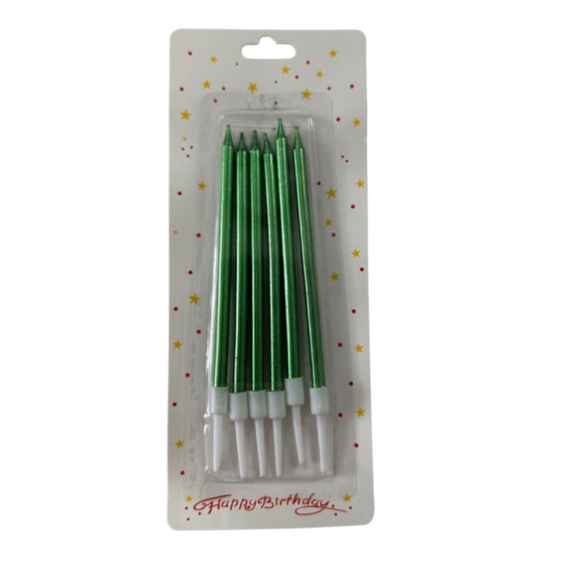 Mettalic Candles 6 Pc - Green