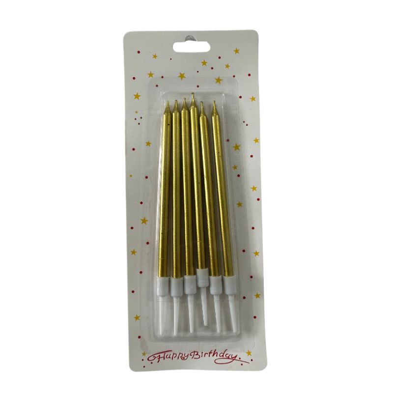 Mettalic Candles 6 Pc - Shiny Gold