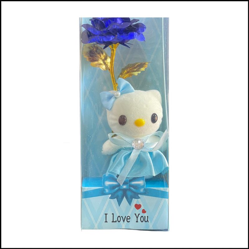 Teddy with Flower and Light Ornament - Blue