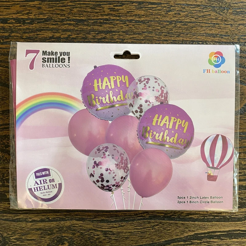 HBD Balloon Set 7 Pcs Pink