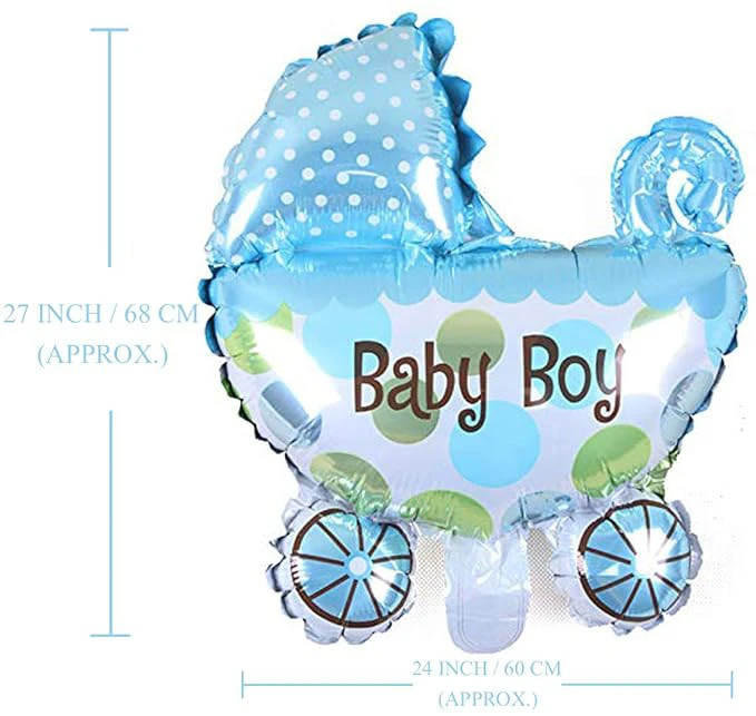 Boy - Girl Theme Foil Cartoon Balloon - Stroller Blue