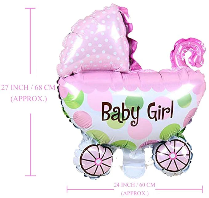 Boy - Girl Theme Foil Cartoon Balloon - Stroller Pink