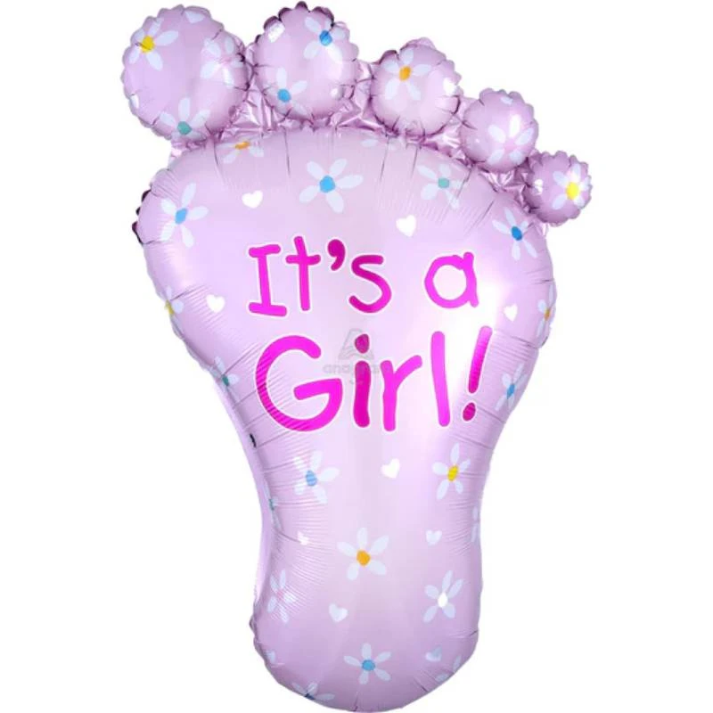 Boy - Girl Theme Foil Cartoon Balloon - Foot Pink