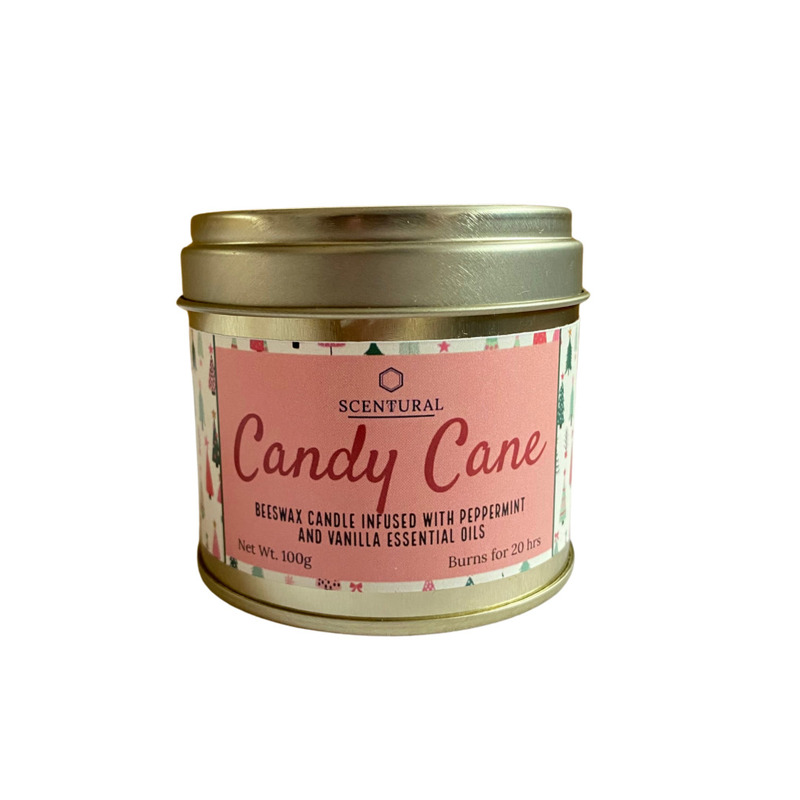 Bees Wax Scented Candles -Candy Cane 100 G Tin