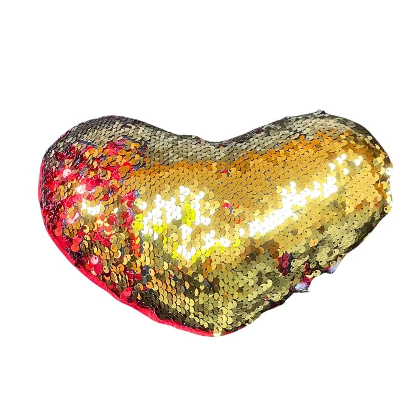 Sequin Heart - Gold Red - Medium