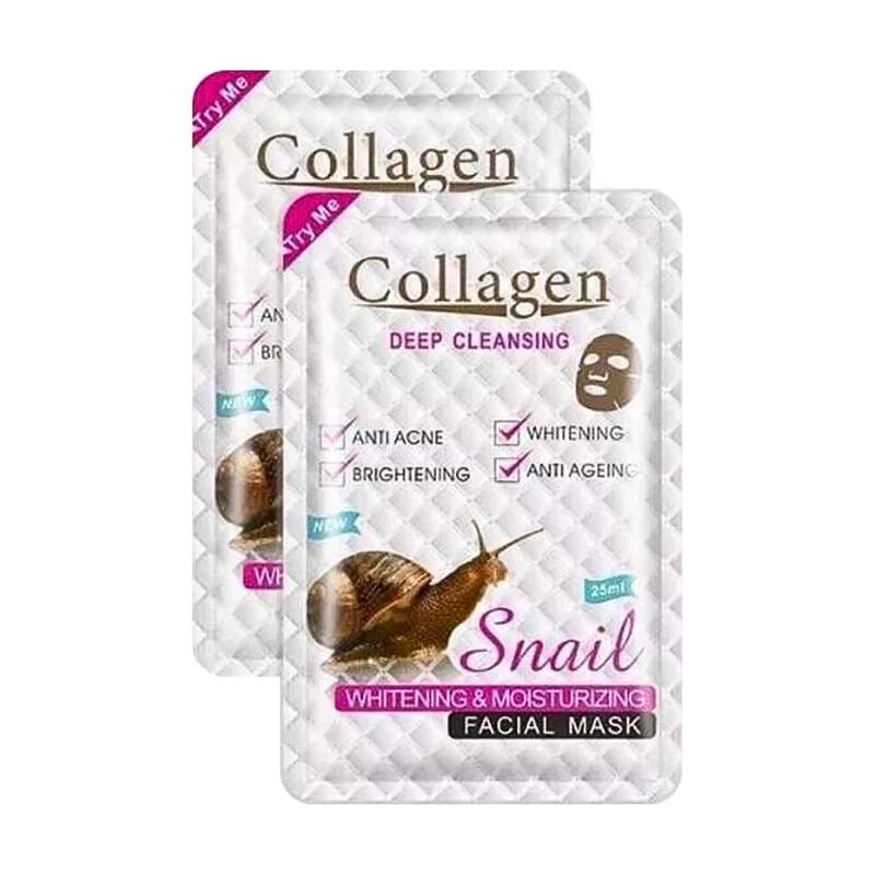 Collagen Snail Whitening and Moisturising Facial Mask 25 ml 10 Pcs.