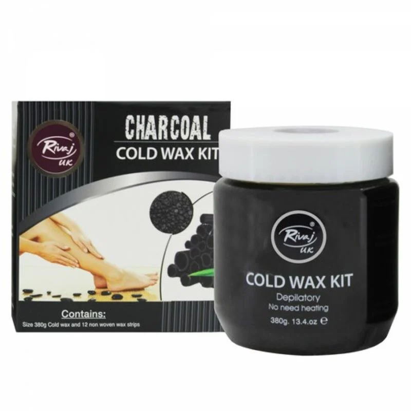 Rivaj UK Charcoal Cold Wax Kit - 12 wax Strips 380 g