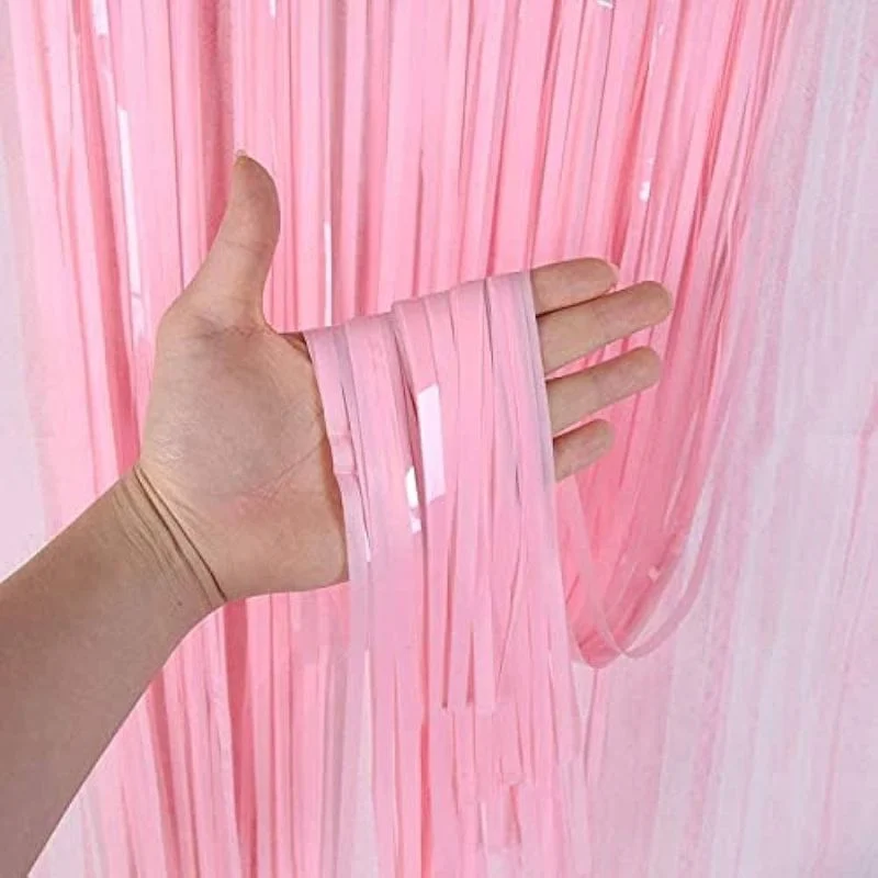 Foil Fringe Curtain - Light Pink