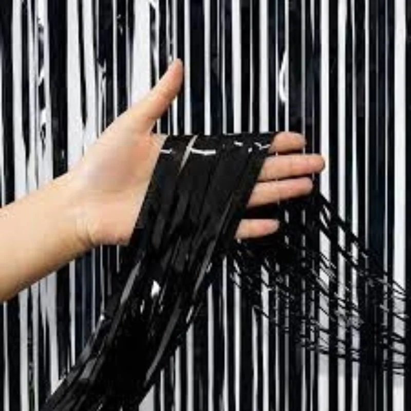 Foil Fringe Curtain - Black