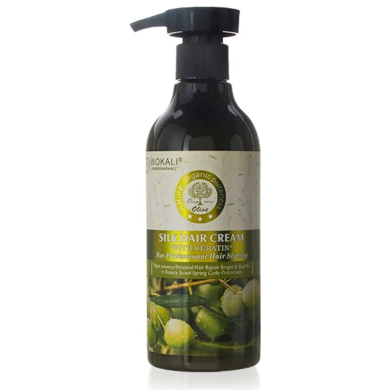 Wokali Silk Hair Cream Olive with Keratin - 300 ml WKL309