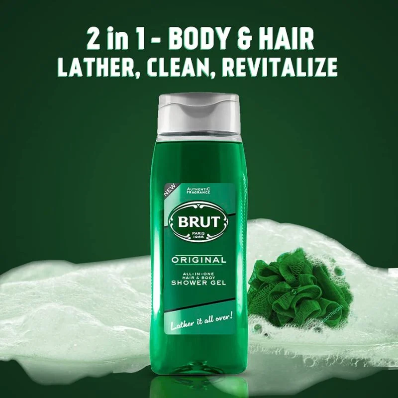 BRUT - Original - All in one Hair & Body Shower Gel - Made in Spain 500 ml