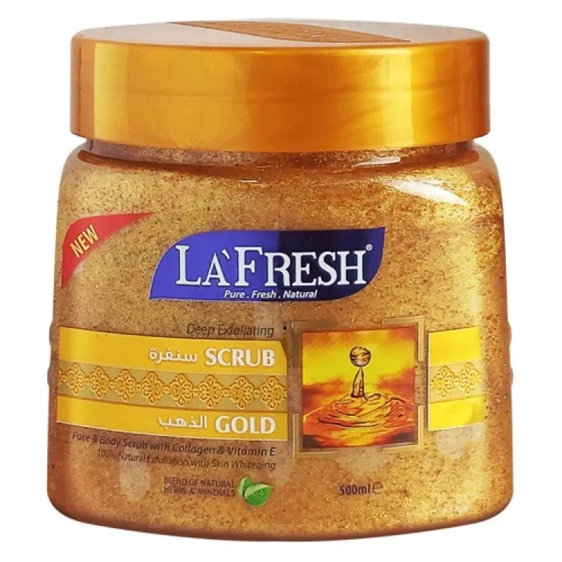 LA FRESH Gold Face n Body Scrub with Collagen n Vitamin E - 500ml - SKU 2392