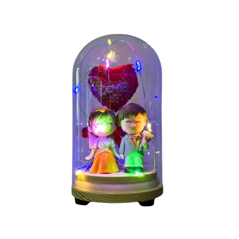 Couple Glass Dome Ornament With Light - 6060D