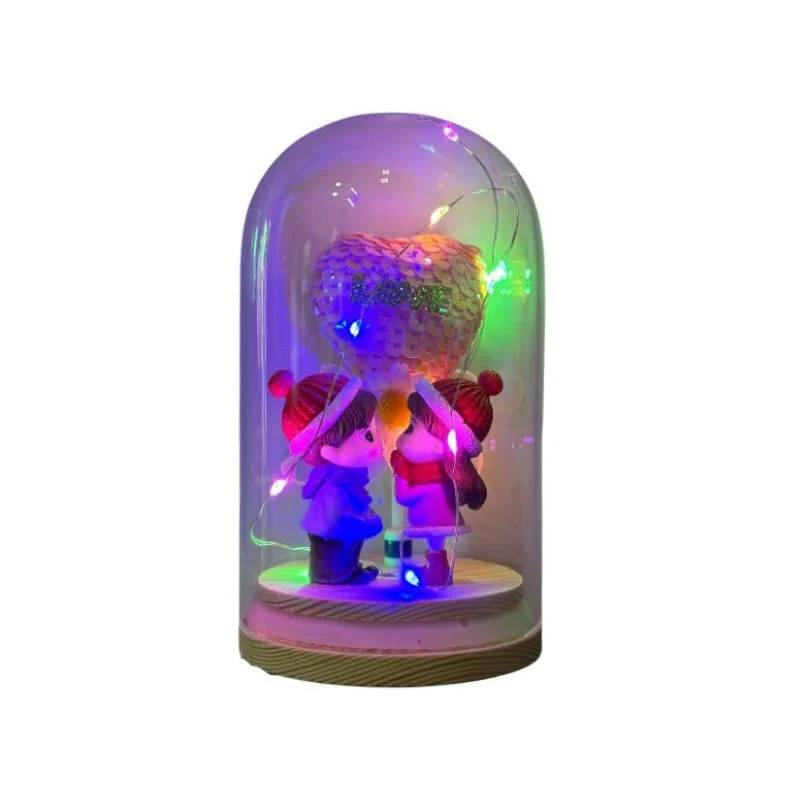 Couple Glass Dome Ornament With Light - 6060D