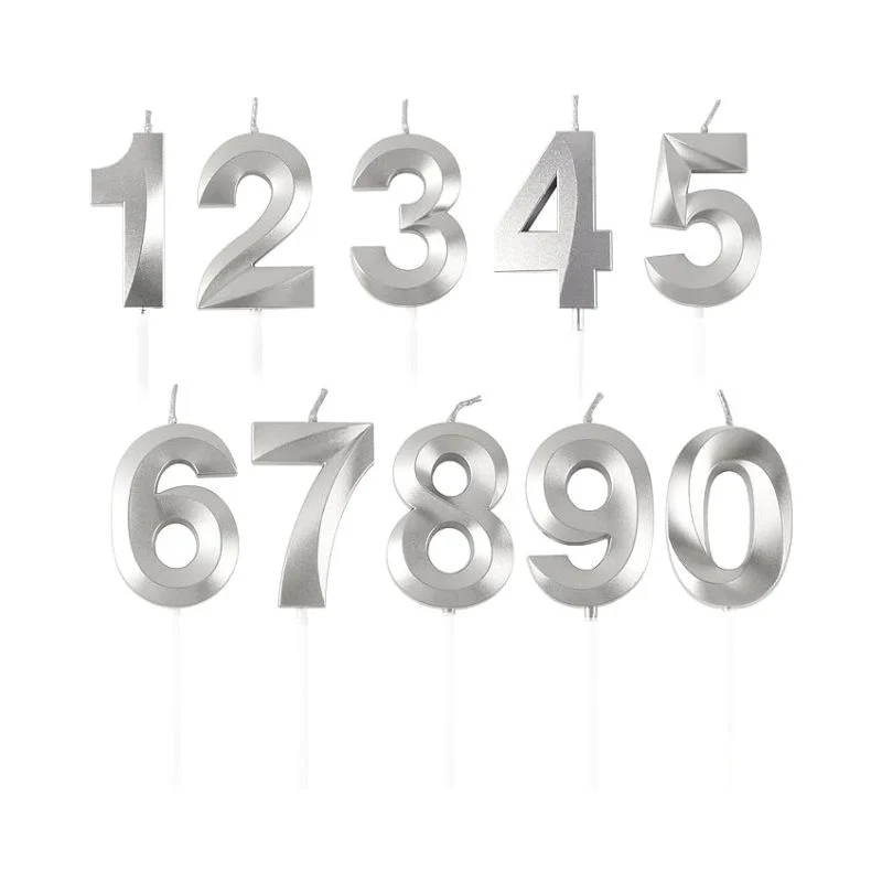 Number Candles 3D Silver