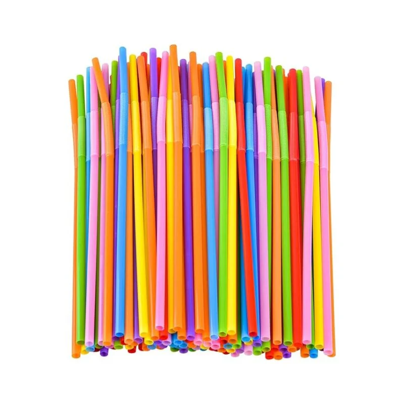 Plastic Coloured Straws - Assorted - 10 Pcs