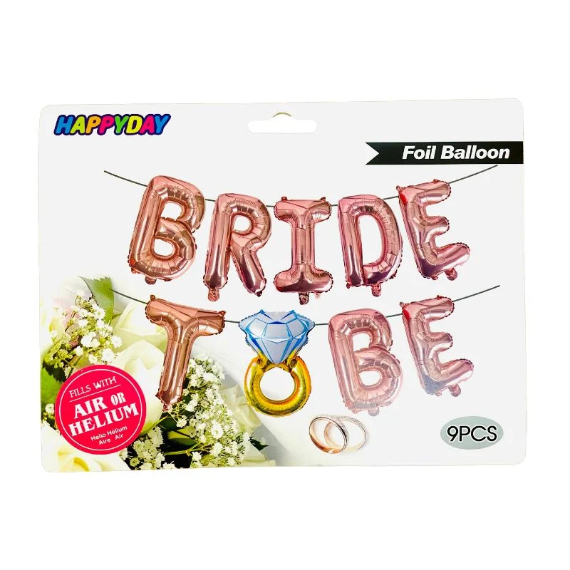 Bride To Be Foil Balloon Set (Capital Letters with Diamond Ring)