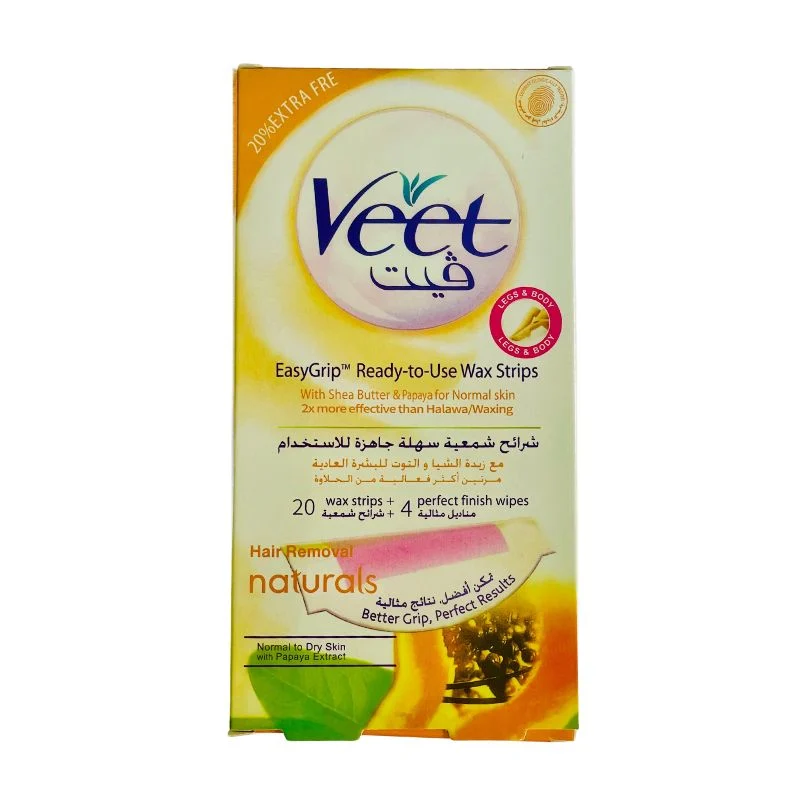 Veet Ready-to-Use Wax Strips with Shea Butter and Papaya (20 Strips)